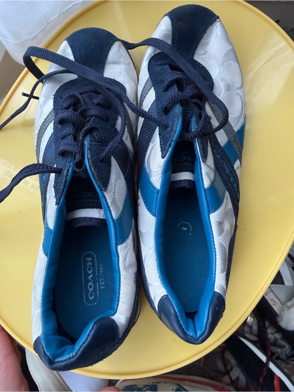 Coach Navy, White & Teal Low-Top Logo Sneakers